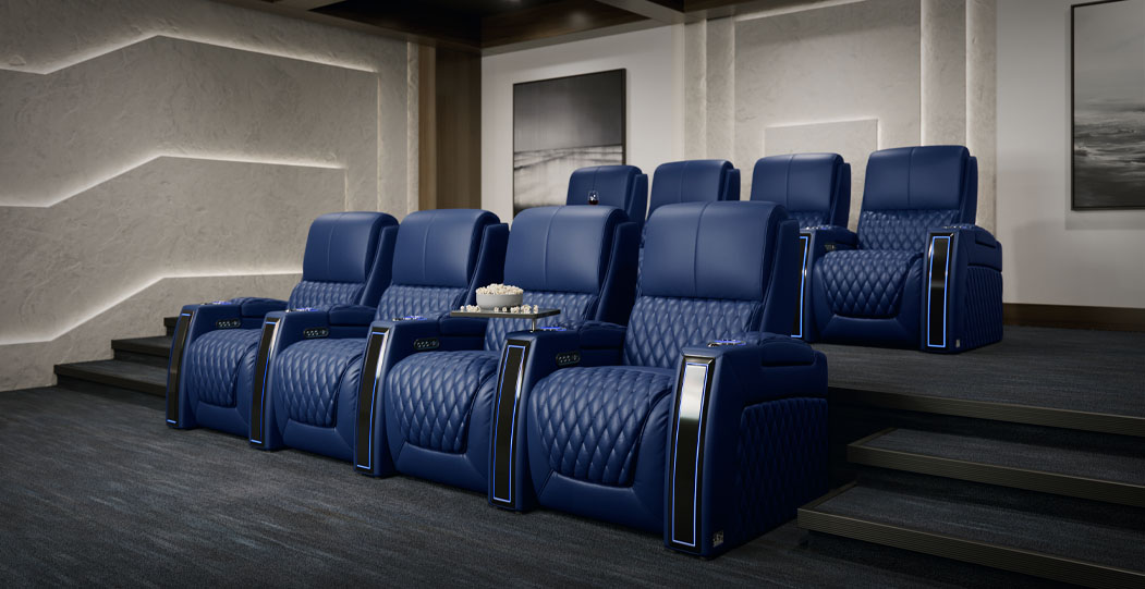 Seatcraft Apex Midnight Blue Home Theater Room